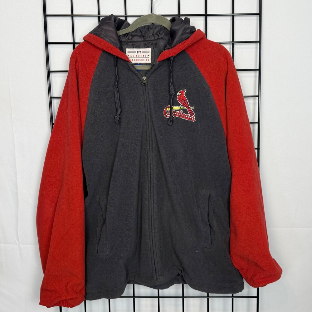 St. Louis‎ Cardinals G-III Full Zip Hoodie Men's Medium Gray Red Fleece Jacket